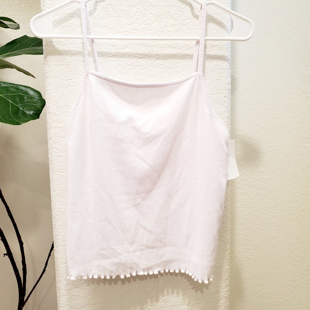 White Adjustable Spaghetti Strap Tank